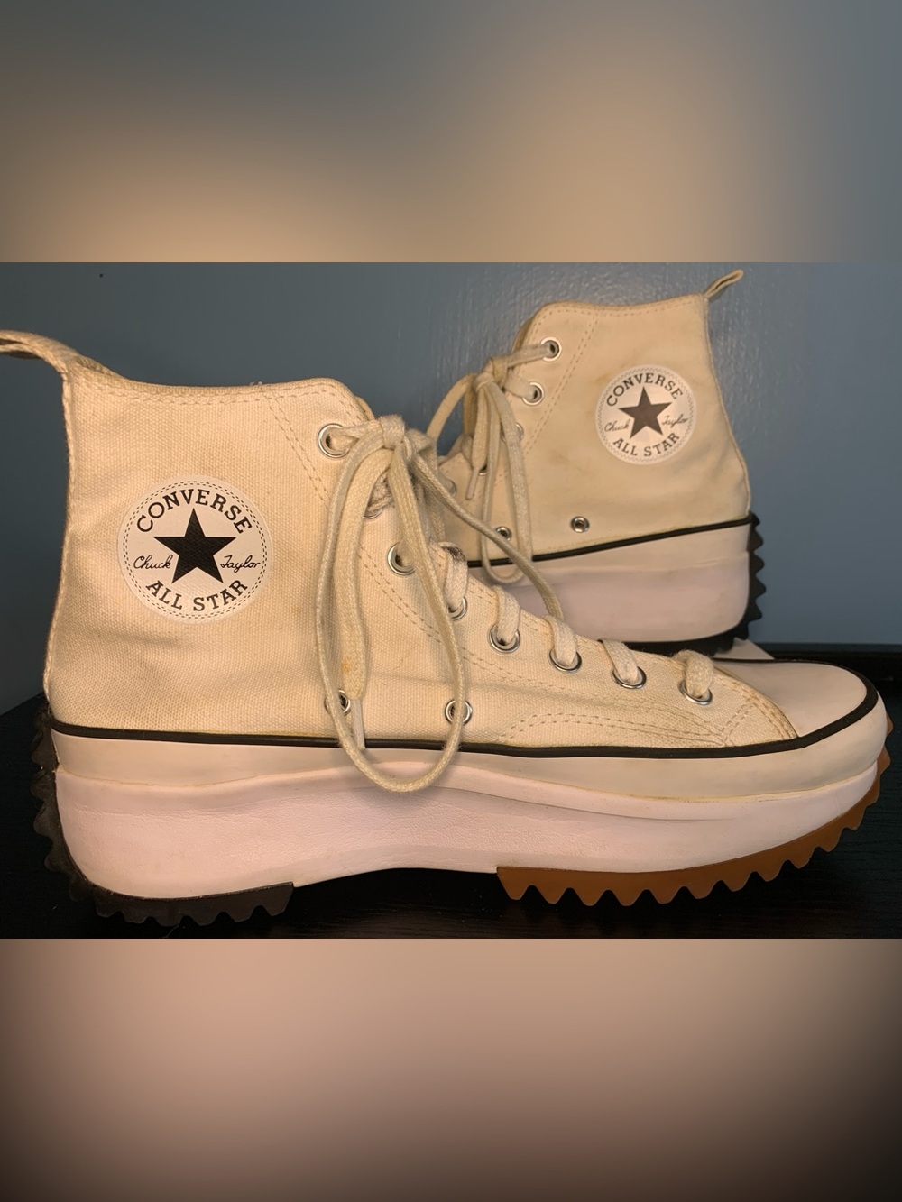 Converse Off-White High-Top Platform Lace-Up Sneakers